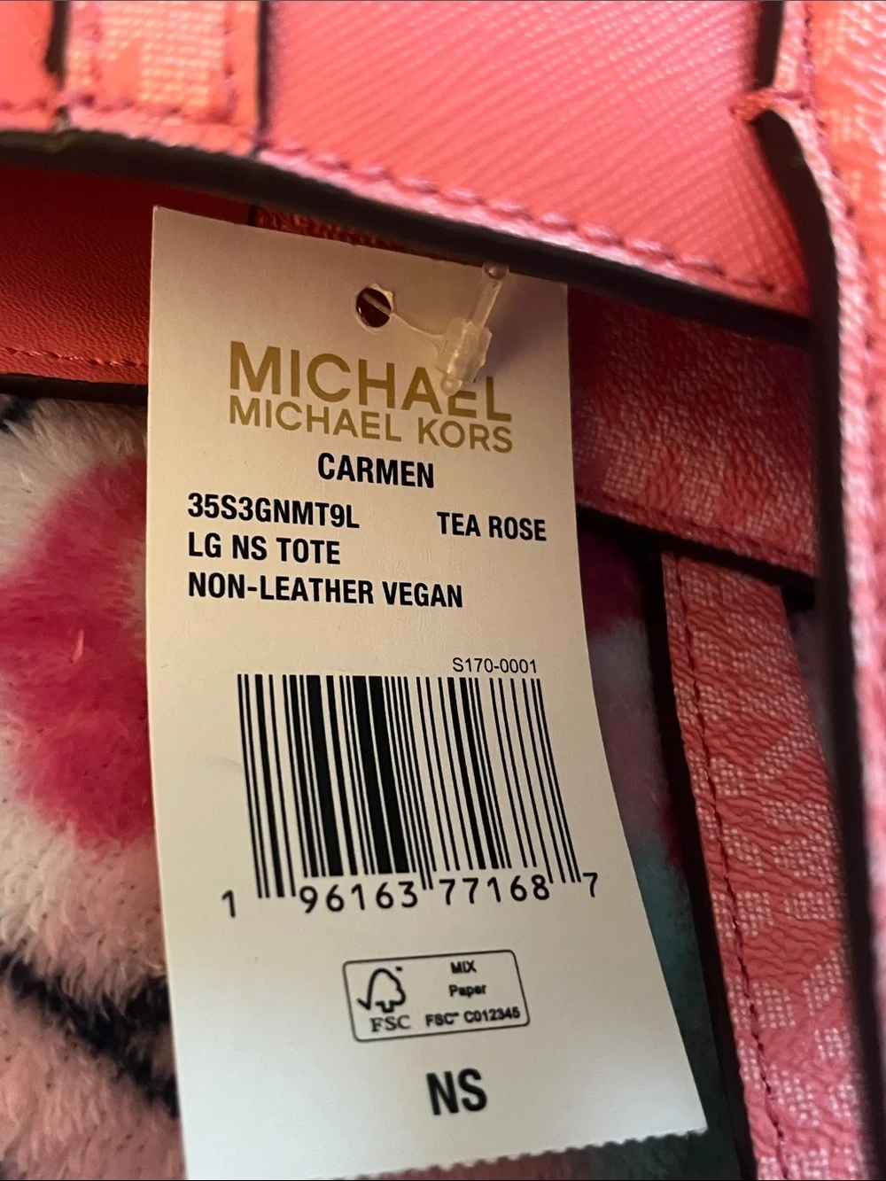 NWT Michael Kors Carmen Large Non-Leather Vegan Belted Tote Tea Rose